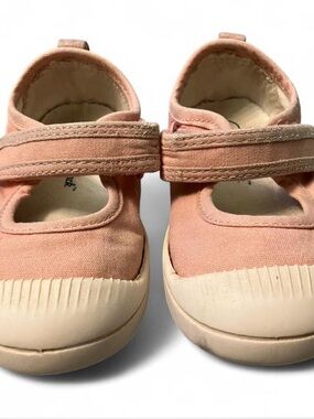 Size 8 Toddler Mary Jane Canvas Shoes in Pink - Comfortable Hook & Loop Strap